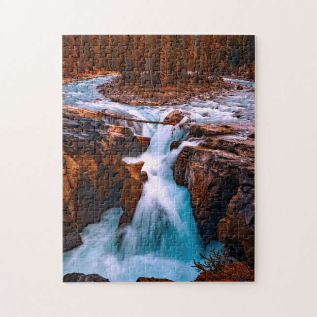Waterfall landscape scenic forest photo 11" x 14" jigsaw puzzle (Vertical)