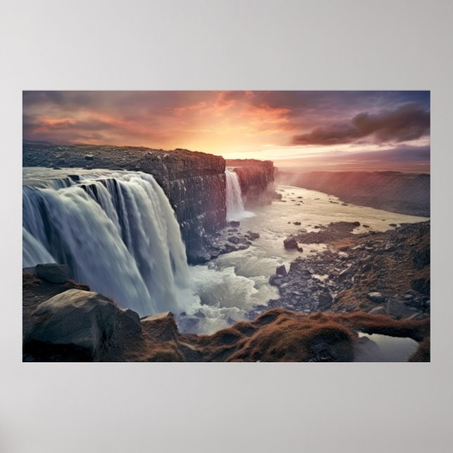 Waterfall Majestic Beautiful Landscape  Poster (Front)