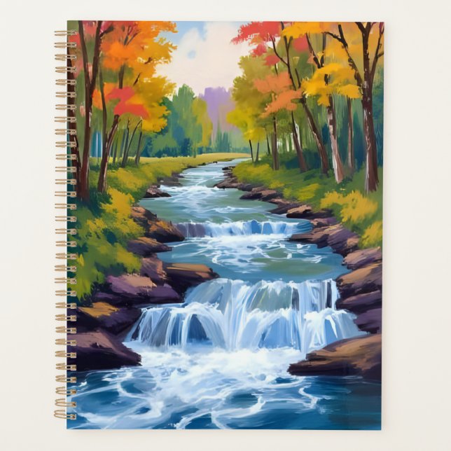 Waterfall Nature Landscape Painting Planner (Front)