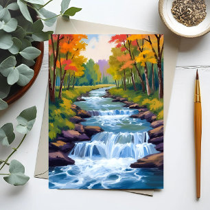 Waterfall Nature Landscape Painting Postcard
