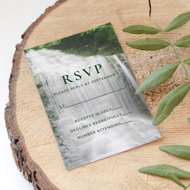 Waterfall Nature Outdoor Wedding RSVP Card (Creator Uploaded)