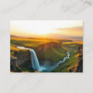 Waterfall Nature Outdoors Landscape Calm Peaceful  Business Card