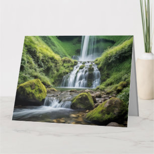 Waterfall Nature Outdoors Landscape Calm Peaceful Card