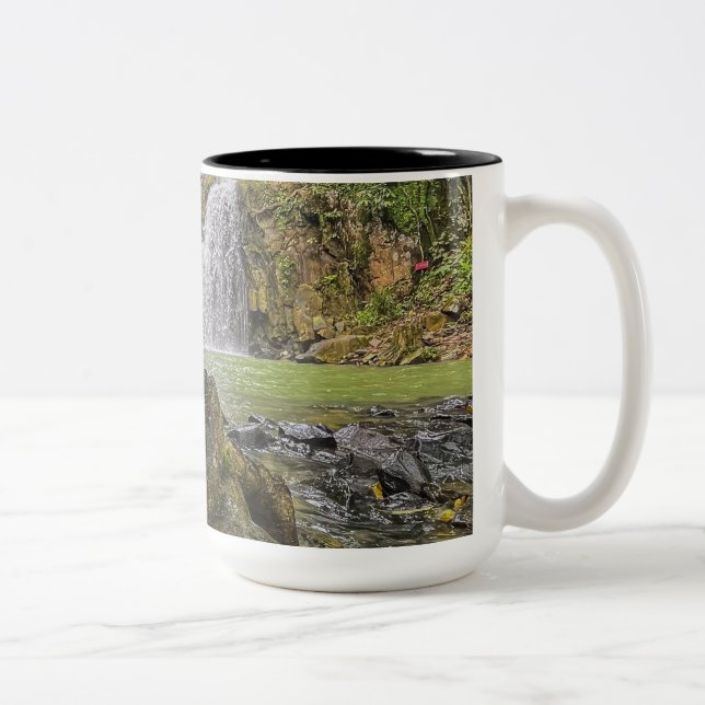Waterfall Oasis Mug - Green Forest and Rocky Strea (Right)
