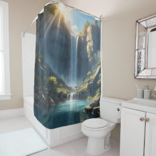 Waterfall Oasis Shower Curtain With Custom Image