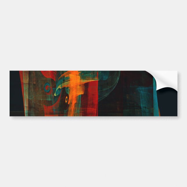 Waterfall Orange Red Blue Abstract Art Bumper Sticker (Front)