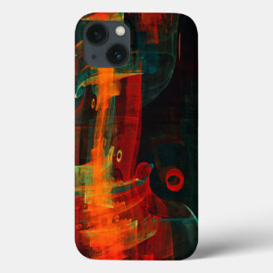 Waterfall Orange Red Blue Abstract Art iPhone 13 Case