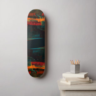Waterfall Orange Red Blue Abstract Art Skateboard