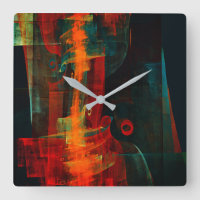 Waterfall Orange Red Blue Abstract Art