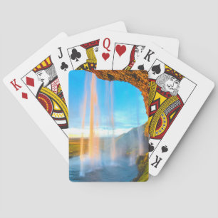 Waterfall Over Rocks Nature Photography Peaceful Playing Cards