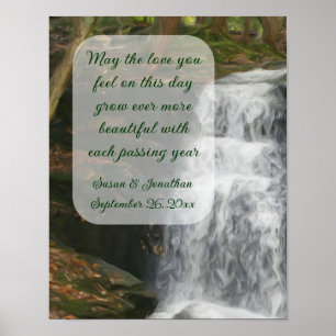 Waterfall Painting Personalised Wedding  Poster