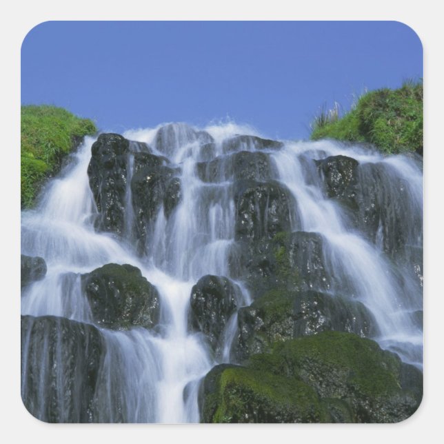 Waterfall, Portree, Isle of Skye, Highlands, Square Sticker (Front)