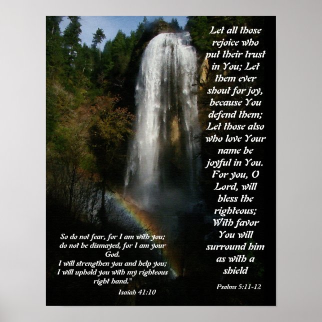 Waterfall & Rainbow Help From God Print (Front)