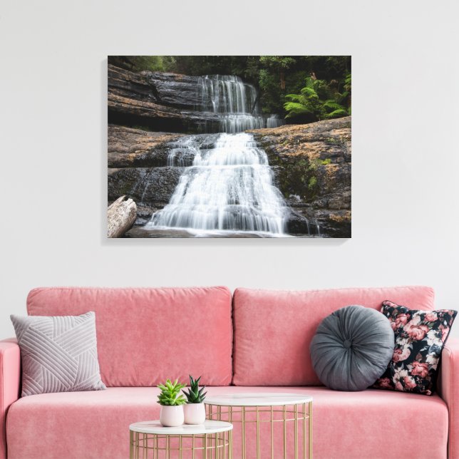 Waterfall Rainforest Tasmania Australia Landscape Canvas Print (Insitu(LivingRoom))
