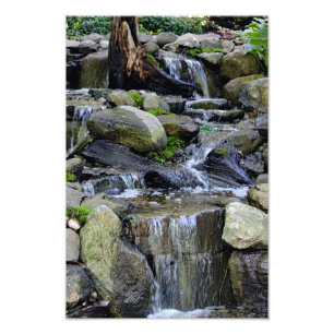 Waterfall running to the stream photo print