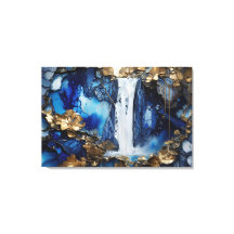 Waterfall Scenery Blue & White Premium Paint Art