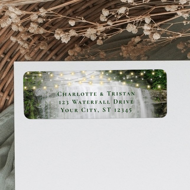 Waterfall String Lights Wedding Return Address (Creator Uploaded)