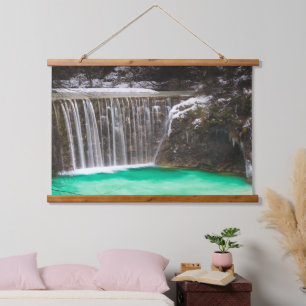 Waterfall stunning turquoise water lake Jasna, Slo Hanging Tapestry