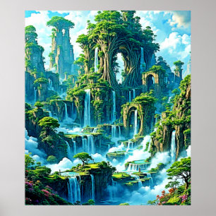 Waterfall Tree Kingdom Dream Poster