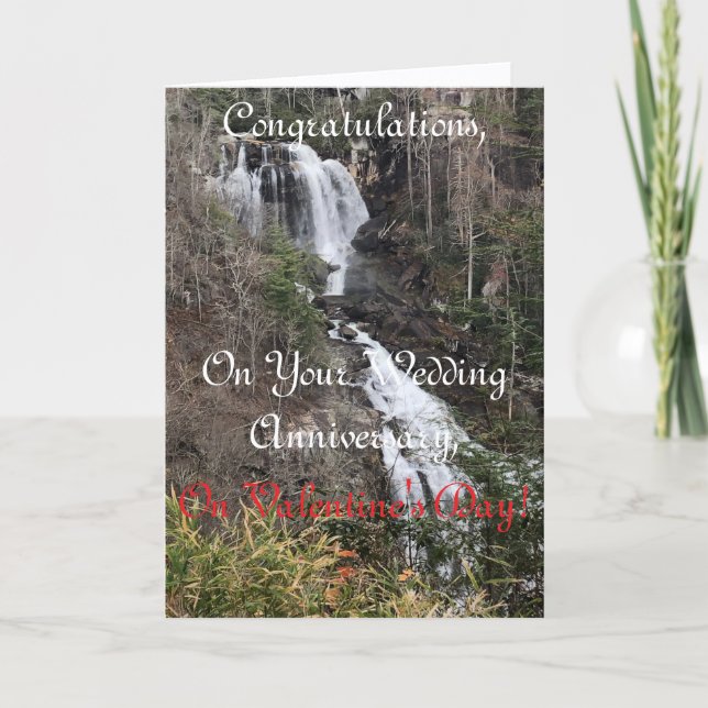 Waterfall, Wedding Anniversary, Valentine Card (Front)