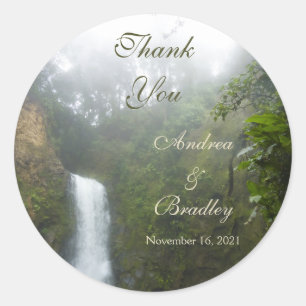 Waterfall Wedding Personalised Favour Classic Round Sticker