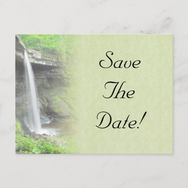 Waterfall Wedding Save The Date Postcard (Front)