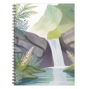 Waterfall Whisper   Nature Watercolor Landscape Notebook