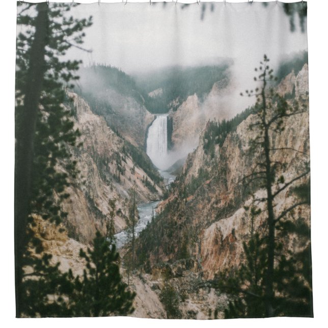WATERFALLS AND MOUNTAIN VIEW SHOWER CURTAIN (Front)