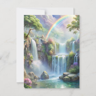 Waterfalls and Rainbow Postcard