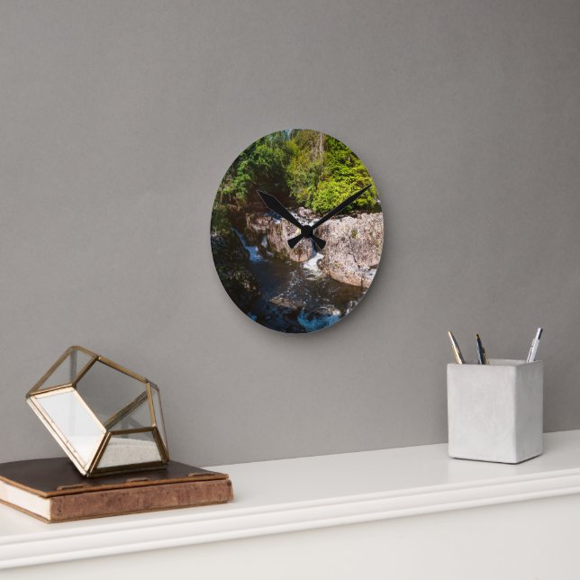 Waterfalls at Betws-y-Coed, Snowdonia, Wales Round Clock (Office)