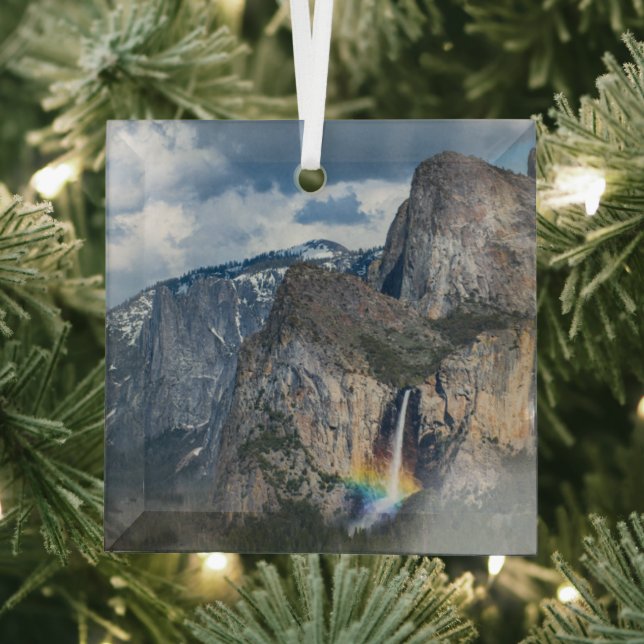 Waterfalls | Bridal Veil Falls Yosemite California Glass Tree Decoration (Insitu)