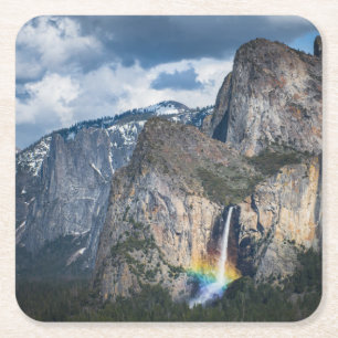 Waterfalls Bridal Veil Falls Yosemite California Square Paper Coaster