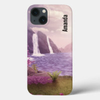 Waterfalls & Cherry Trees around a Lake