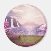 Waterfalls & Cherry Trees around a Lake