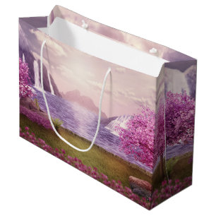 Waterfalls & Cherry Trees by a Lake Large Gift Bag