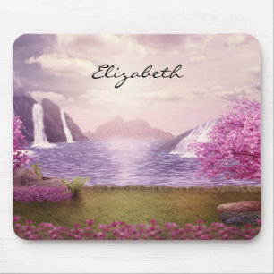  Waterfalls & Cherry Trees by a Lake Mouse Pad