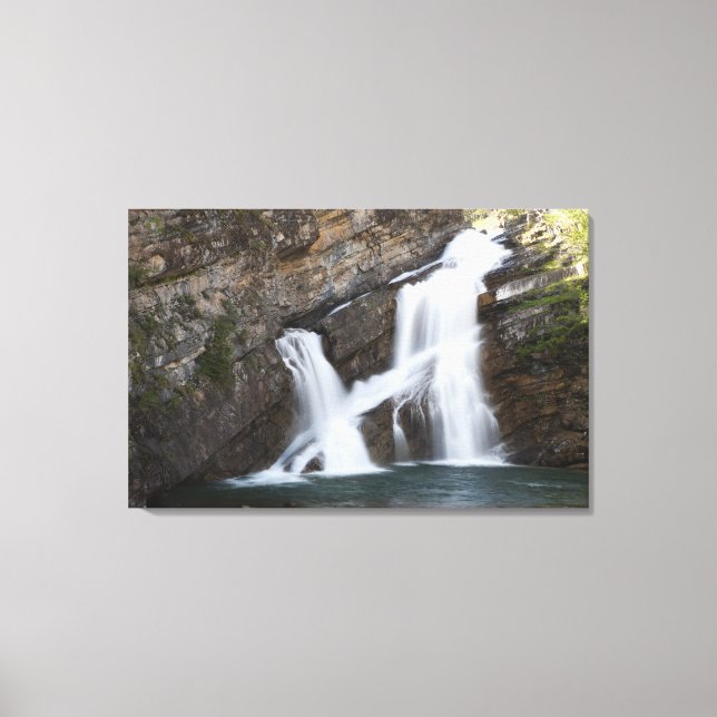Waterfalls Coming Out Of A Rock Cliff Canvas Print (Front)
