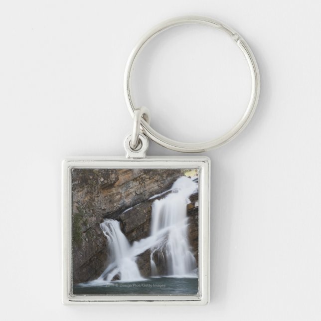 Waterfalls Coming Out Of A Rock Cliff Key Ring (Front)