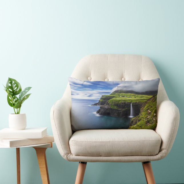 Waterfalls | Faroe Islands, Denmark Lumbar Cushion (Chair)