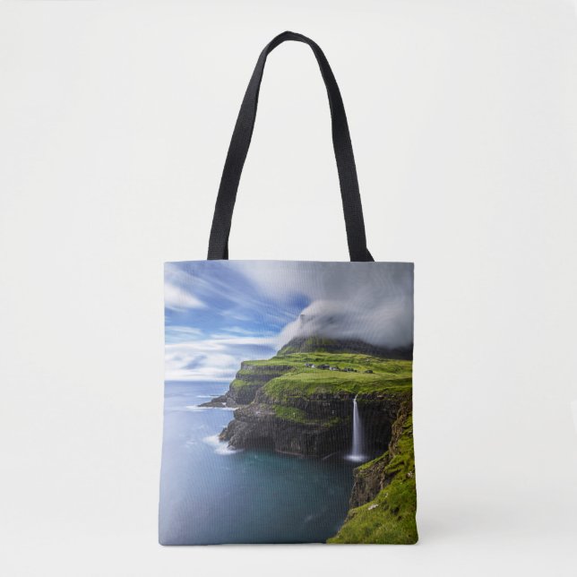 Waterfalls | Faroe Islands, Denmark Tote Bag (Front)