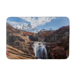 Waterfalls Fitz Roy Mountain, Argentina Bath Mat