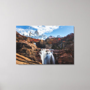 Waterfalls   Fitz Roy Mountain, Argentina Canvas Print