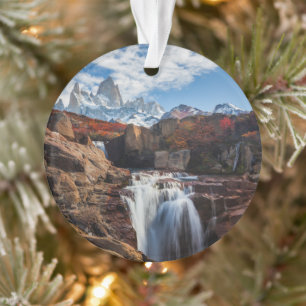Waterfalls Fitz Roy Mountain, Argentina Ornament