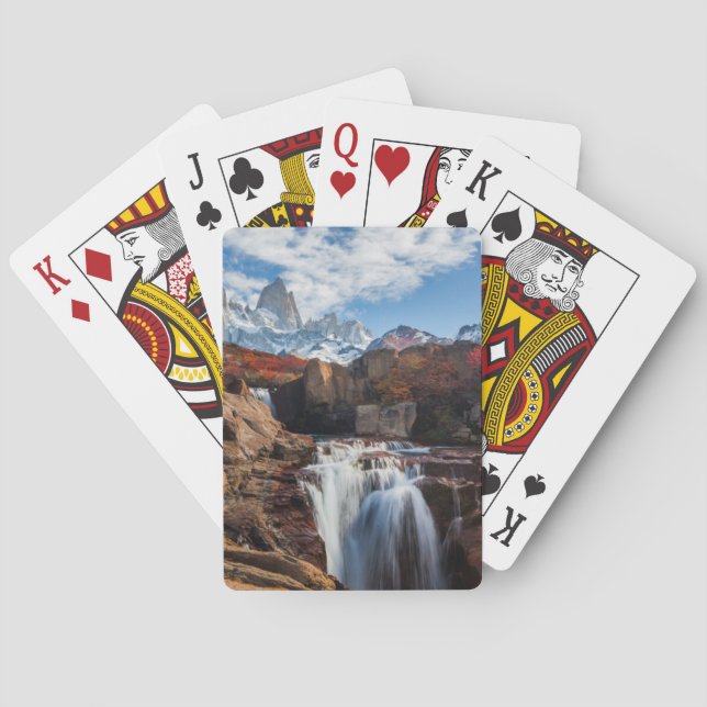 Waterfalls | Fitz Roy Mountain, Argentina Playing Cards (Back)