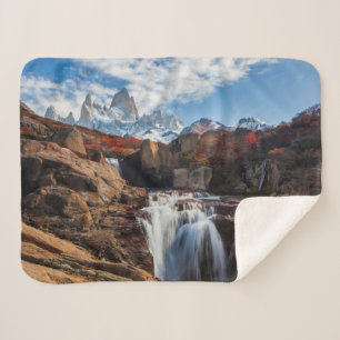 Waterfalls   Fitz Roy Mountain, Argentina Sherpa Blanket