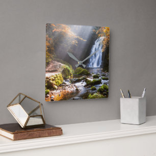 Waterfalls   Gleno, Northern Ireland Square Wall Clock