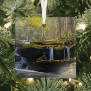 Waterfalls   Great Smoky Mountain National Park Glass Tree Decoration