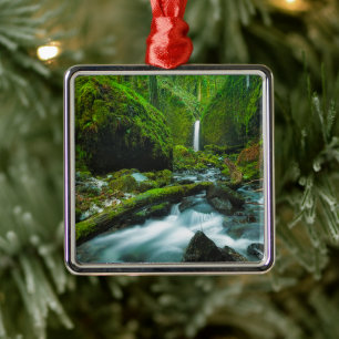 Waterfalls   Grotto Falls, Oregon Metal Tree Decoration