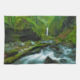 Waterfalls Grotto Falls, Oregon Tea Towel