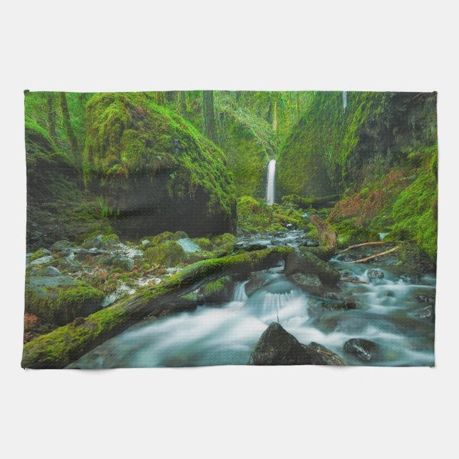 Waterfalls | Grotto Falls, Oregon Tea Towel (Horizontal)